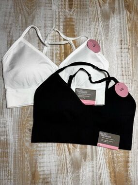 Two Secret Treasures Women's Seamless Bralette - Black & White Size LG